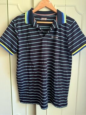 COLMAR Men's Navy Polo with Light Blue Stripes and Accent Trim
